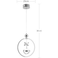 NZL Lighting Modern Yuvarlak Tek Toplu Üç Renkli Krom Sarkıt Ledli Oturma Odası Avize ve Salon Ledli Avize