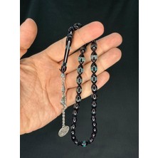Anemore Collection Bordo Mavi Sürmeli Uçak Camı Tesbih Beyzi Kesim 12 MmX7 Mm T-764