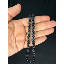 Anemore Collection Bordo Mavi Sürmeli Uçak Camı Tesbih Beyzi Kesim 12 MmX7 Mm T-764