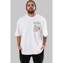 Ankhises Aquaman Ön Sol Baskılı Oversize T-Shirt Erkek Kadın Unisex Pamuk Bisiklet Yaka Tişort