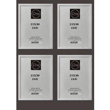 DecoLife 4'lü A4 Çerçeve, Belge Çerçevesi, Diploma, Sertifika, Fotoğraf Çerçevesi, Resim Çerçevesi, 21 x 30