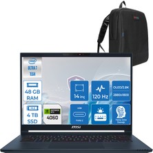 Stealth 14 Aı Studıo Ultra 7 155H 48GB Ddr5 4tb SSD 8GB/RTX4060/105W 14" 2.8k OLED 120Hz WIN11PRO Taşınabilir Bilgisayar MSA1VFGP14 + Zettaçanta