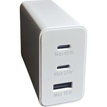 Auris 65 Watt Şarj Cihazı USB + USB C 3 Port Giriş Type C To Type C Şarj Kablosu Ultra Fast 65W Şarj Aleti Seti