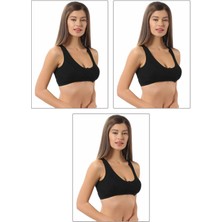 Özkan 3'lü Paket  Pamuklu Ribana Boş Kap Balensiz Yarım Sütyen