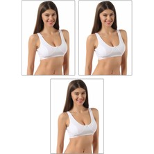 Özkan 3'lü Paket  Pamuklu Ribana Boş Kap Balensiz Yarım Sütyen