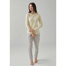 Kadın Uzun Kol %100 Pamuk Pijama Takımı