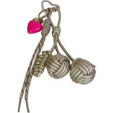 Sparkle Accessories Pembe Kalp Detay Gümüş Renk Çanta Aksesuarı