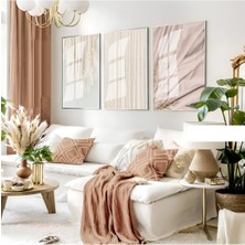 Harikabirev|krem Bohem Seti |çerçeveli Cam Tablo 3lü Dikey