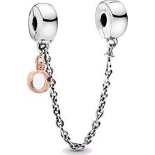 Hector Co Jewellery Gümüş Sallantılı Taç O Güvenlik Zincirli Charm