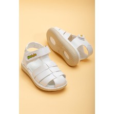 Şirin Bebe Ortopedik Kafes Beyaz Erkek Bebek Sandalet