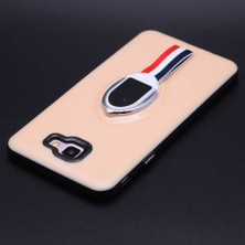 Galaxy J7 Prime Uyumlu Kılıf Kenarları Silikon Arkası Sert Yüzüklü Standlı Kumaş Halkalı Foxy Kapak