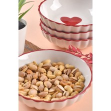 4 Adet Love Serisi Çerezlik & Kahvaltılık Kase 13,5cm Kalp Desen