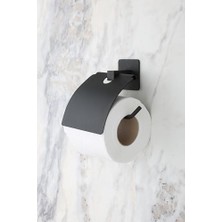 Mcreative Banyo Kare Siyah Yapışkanlı Kapaklı Tuvalet Kağıtlığı Wc Kağıtlık Tuvalet Kağıdı Askısı