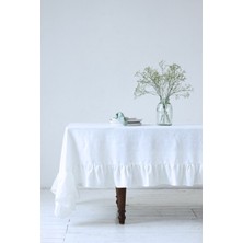 Cherila Doğal Pamuk Keten Fırfırlı Masa Örtüsü