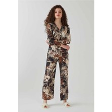 Kadın Uzun Kol Önden Düğmeli %100 Pamuk Pijama Takımı