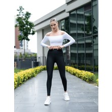 Lismina Omzu Açık Uzun Kollu Spor Crop Tişört