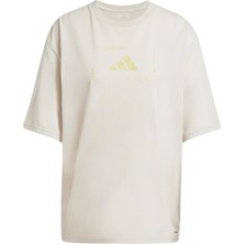 adidas Kadın T-Shirt W Box Logo G T JJ1441 Bej Renk Nefes Alabilir Kumaş ile Şık Tasarım