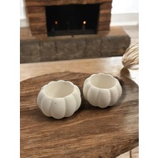 2 Li Kabak Desenli Beyaz Sukulent Saksısı