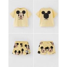 Yeni Sezon Erkek Çocuk Mickey Mouse Sarı Renk Alt-Üst Takım Sarı