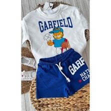 Child Baby Mavi Garfield Alt Üst Takım Mavibeyaz