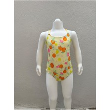 Kız Çocuk Meyveli Sırt Detaylı Mayo Sarı