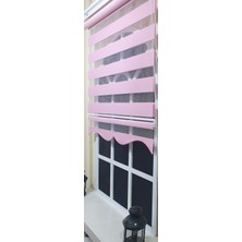 Storburada Zebra Stor Perde Pembe  Etek Dilimli ST 005