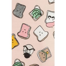 Mini Bambi Nordstrom Funny Toast Baskılı Pamuklu Kısa Kollu Şortlu Çocuk Pijama Takımı Somon