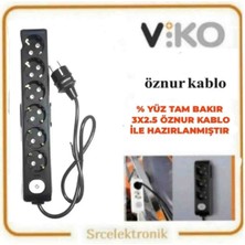 Viko Multi-Let 6 Lı 3x2.5 Öznur Kablo Tam Bakır (1 ile 15 Metre Arası) Anahtarlı Topraklı Çocuk Korumalı Uzatma Grup Priz ( 3x2.5 Ttr Öznur Kablo Tam Bakır) Ttr Kablo