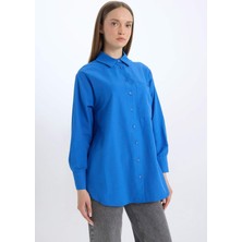 DeFacto %100 Pamuk Relax Fit Poplin Basic Gömlek Tunik D7342AX25SP