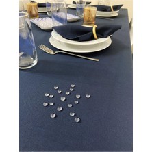 Zeren Home Sıvı Geçirmez Dertsiz Oval Masa Örtüsü Lacivert