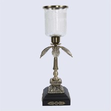 Vitale Metal Cam Şamdan 26 x 26 x 75  cm