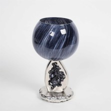 Vitale Swırl Cam Metal Mumluk 12.7*12.7  cm