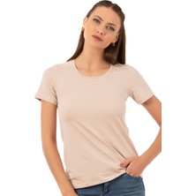 Özkan Underwear Özkan 26976 Kadın Premium Yumuşak Rahat Kumaş Viskon Bisiklet Yaka Kısa Kollu Örme T-Shirt