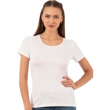 Özkan Underwear Özkan 26976 Kadın Viskon Kısa Kollu Yuvarlak Yaka T-Shirt