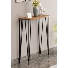 100 cm  Atlantik Çam Dresuar Kahve Köşesi Konsol Modern Raf Metal Boru Siyah Ayaklı