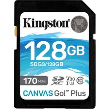 Kingston SDG3-128GB 128GB SDXC Canvas Go Plus 170R C10 UHS-I U3 V30 Hafıza Kartı