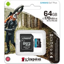 Kingston SDCG3-64GB 64GB microSDXC Canvas Go Plus 170R A2 U3 V30 Card + ADP Hafıza Kartı