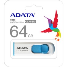 Adata C008-64GB 64GB Usb2.0 Classic (White + Blue) Flash Bellek