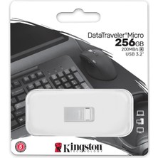 Kingston DTMC3G2-256GB DataTraveler Micro 200MB-s Metal USB 3.2 Gen 1 Flash Bellek