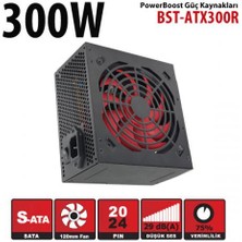 PowerBoost BST-ATX300R 300w, PPFC 12cm Kırmızı Fanlı ATX PSU (Retail Box) Güç Kaynağı