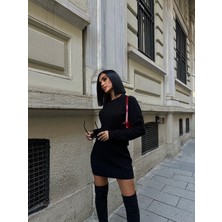 Kadın Triko Bisiklet Yaka Örme Etek Kazak 2'li Takım