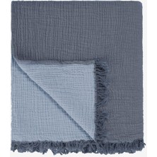 Cocoon Pamuk 4 Kat Müslin Yatak Örtüsü Koyu Mavi / Açık Mavi 240X260