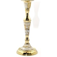 Soyipo Tekli Pirinç Sedefli Şamdan