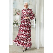 İlkimay.com Buker Dokuma Viskon Elbise 1312 - Bordo