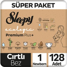 Sleepy Ecologic Premium Plus Süper Paket Bebek Bezi 1 Numara Yenidoğan 128 Adet