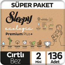 Sleepy Ecologic Premium Plus Süper Paket Bebek Bezi 2 Numara Mini 136 Adet