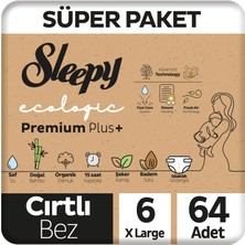 Sleepy Ecologic Premium Plus Süper Paket Bebek Bezi 6 Numara Xlarge 64 Adet