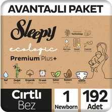 Sleepy Ecologic Premium Plus Avantajlı Paket Bebek Bezi 1 Numara Yenidoğan 192 Adet