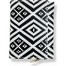 Genç Beyaz Renkli Desenli Kağıt Para ve Kartlık Bölmeli Cüzdan.