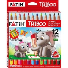 Fatih 12'li Triboo Natural Jumbo Tam Boy Kalemtraşlı Kuruboya